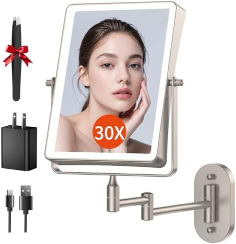FUNTOUCH 5000mAh Rechargeable Wall Mounted Makeup Mirror with Lights