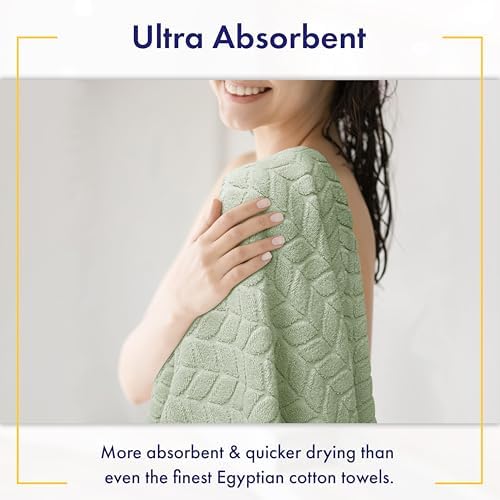 Alusa Home Ultra Soft & Stylish 700 GSM Luxury Bath Towels - 100% Zero-Twist, Long-Staple Cotton - Remarkably Absorbent & Quick Drying - 6 Piece Towel Set (Eucalyptus Green)