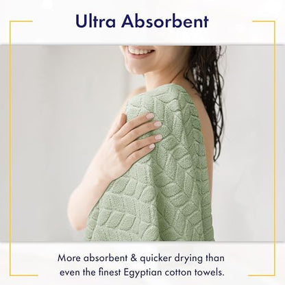 Alusa Home Ultra Soft & Stylish 700 GSM Luxury Bath Towels - 100% Zero-Twist, Long-Staple Cotton - Remarkably Absorbent & Quick Drying - 6 Piece Towel Set (Eucalyptus Green)