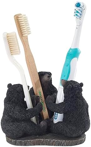 Avanti Linens - Toothbrush Holder, Resin Bathroom Accessories, Animal Inspired Bathroom Decor (Black Bear Lodge Collection)
