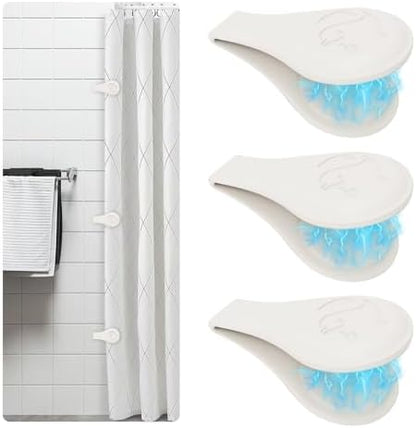 Magnetic Silicone Shower Curtain Clips for Liner 3 Packs (White)