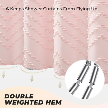 Pink Boho Fabric Shower Curtain 72 x 78 Inches