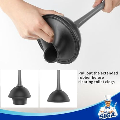 MR.SIGA Toilet Plunger and Bowl Brush Combo for Bathroom Cleaning, Gray