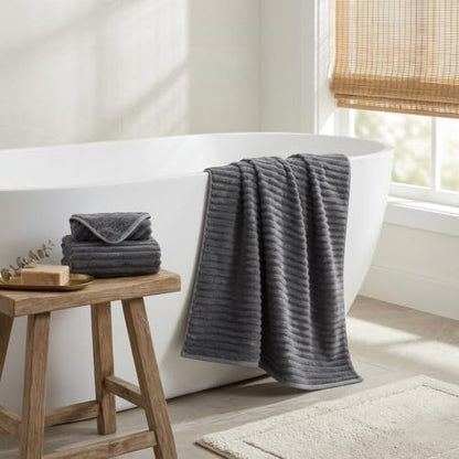 3 Pack Bath Towel Set, 40"x80" Oversized Bath Sheet, Charcoal Gray