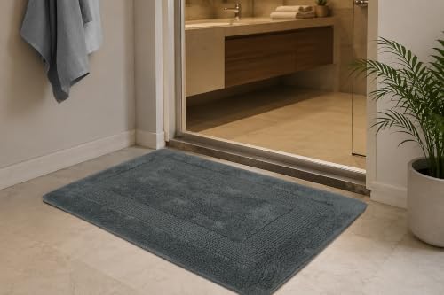 COTTON CRAFT Bath Rugs - 2 Pack Large 20x30 Soft Plush Bath Mats - Charcoal