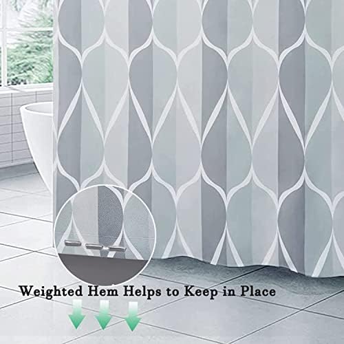 LLSCL Grey Grid Fabric Shower Curtain Liner with Magnets, Waterproof Hotel Quality, 72 x 72 Machine Washable