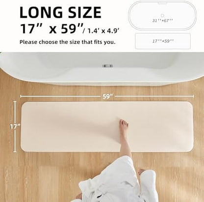 TYUU Thin Bath Mat Runner, Bathroom Rugs Non Slip Washable, 17x59 Beige