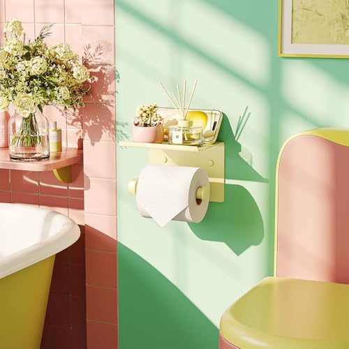 Toilet Paper Holder with Shelf Wall Mounted Toilet Paper Roll Dispenser