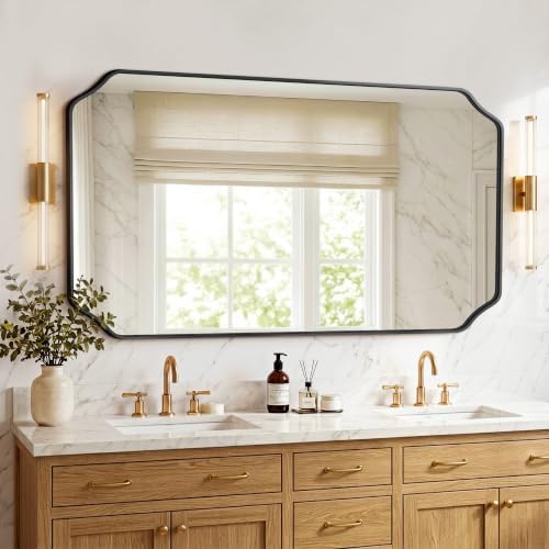 Vanity Bathroom Mirror for Over Sink, 50"x30", Black Metal Framed