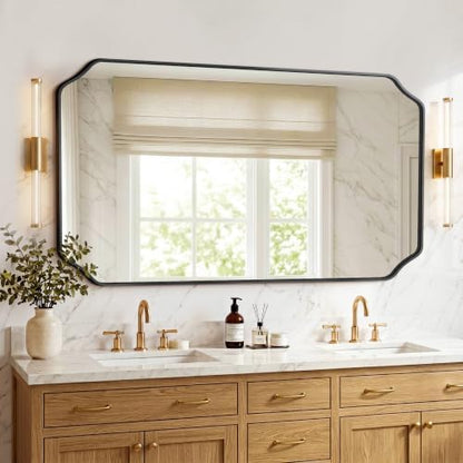 Vanity Bathroom Mirror for Over Sink, 50"x30", Black Metal Framed