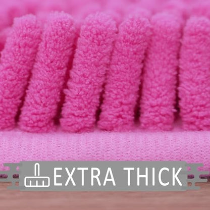 Bathroom Rugs Sets 3 Piece Non Slip,Bath Rugs with PVC Backing Bath Carpet,Bathroom Rug Washable,Absorbent,Plush Carpet Mats,Bath Mats for Bedroom, Kitchen,Tub,Home Decor(Rose red)