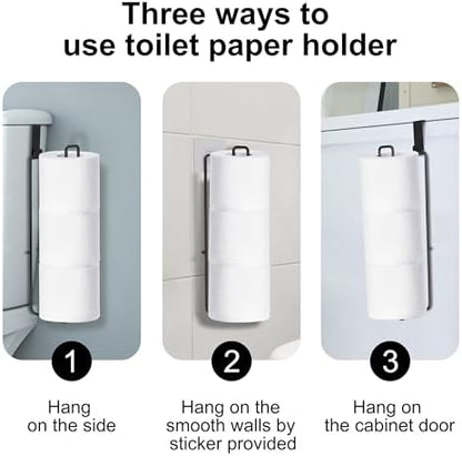 Black Toilet Paper Holder, Bathroom Toilet Paper Roll Holder with Storage Extra 2 Rolls, Over The Tank Toilet Paper Holder with Storage, Stainless Steel, 2Pcs