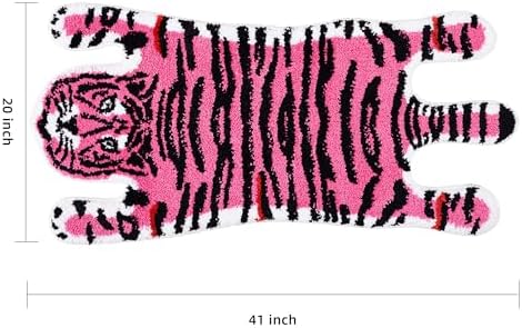 Panstar Pink Tiger Bath Mat for Bathroom, Cute Pink Tiger Cartoon Bath Mats Non Slip Animal Shaped Absorbent Bathtub Rug Bathroom Plush Shower Rugs