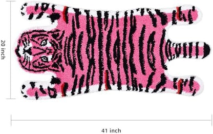 Panstar Pink Tiger Bath Mat for Bathroom, Cute Pink Tiger Cartoon Bath Mats Non Slip Animal Shaped Absorbent Bathtub Rug Bathroom Plush Shower Rugs