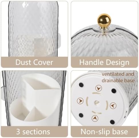 Toothbrush Holder with Cover for Bathroom Countertop, Organizer, White