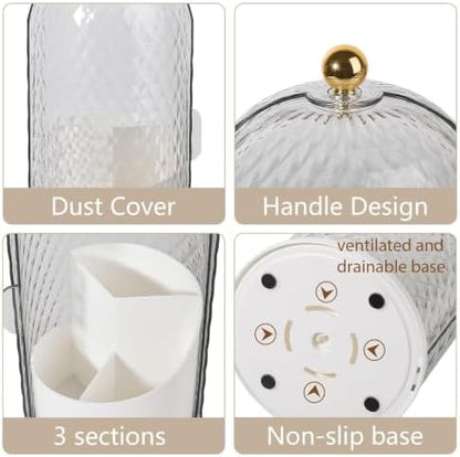 Toothbrush Holder with Cover for Bathroom Countertop, Organizer, White