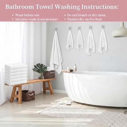 24 Pcs Towels Set 6 Bath Sheets 6 Washcloths and 12 Hand Towels, Reusable Absorbent Quick Dry Coral Velvet Towel for Shower Bath Spa Hotel Bathroom Supplies (White)