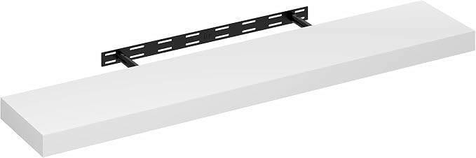Furinno Tanna Floating Shelves for Wall, 9 x 47 Wall Shelf, Single Set Wall Mounted Floating Shelf with Invisible Bracket, 2-Inch Thick, for Bathroom, Living Room, Bedroom, Home Office, White