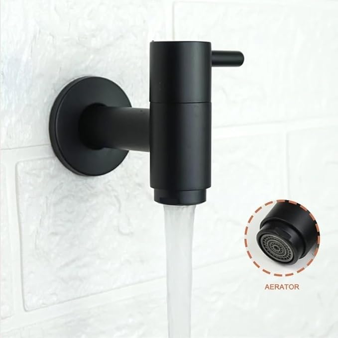 Faucet, Black Gold Wall Mounted Garden Faucet Chrome Plated Tap for Mop Pool and Water Basin(Washing Tap Black)