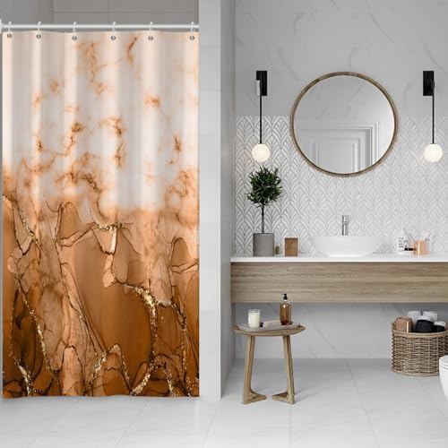 Brown Marble Stall Waterproof Shower Curtain 36x72 inches