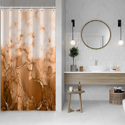 Brown Marble Stall Waterproof Shower Curtain 36x72 inches