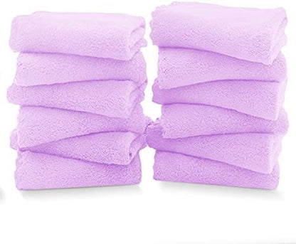 TENSTARS 12 Pack Premium Washcloths Set - Quick Drying- Soft Microfiber Coral Velvet Highly Absorbent Wash Clothes - Multipurpose Use as Bath, Spa, Facial, Fingertip Towel (Purple)