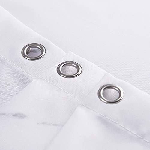 Marble Bathroom Shower Curtain,Grey and White Fabric Shower Curtain with Hooks,Unique 3D Printing,Decorative Bathroom Accessories,Water Proof,Reinforced Metal Grommets,Standard 72x72 Inches