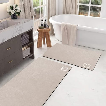 RUERYA Bathroom Rugs and Mats Set 2 Piece Diatomaceous Earth Bath Mat,Taupe