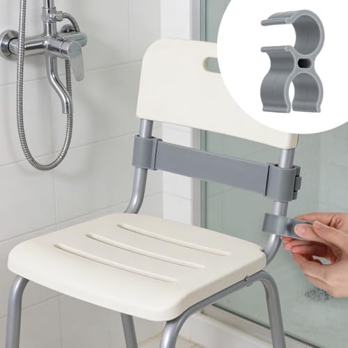 Shower Chair Shower Head Holder Clip, 2PCS Universal Clip on Shower Head Clamp, Replacement Bracket for Handheld Wand, Fits 22mm/0.86in Bath Chair Poles for Elderly, Disabled