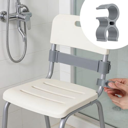 Shower Chair Shower Head Holder Clip, 2PCS Universal Clip on Shower Head Clamp, Replacement Bracket for Handheld Wand, Fits 22mm/0.86in Bath Chair Poles for Elderly, Disabled