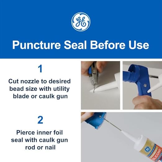 GE Advanced Silicone Caulk for Kitchen & Bathroom, Clear, 2.8 fl oz Tube, 1 Pack - 100% Waterproof Silicone Sealant, 5X Stronger Adhesion, Shrink & Crack Proof