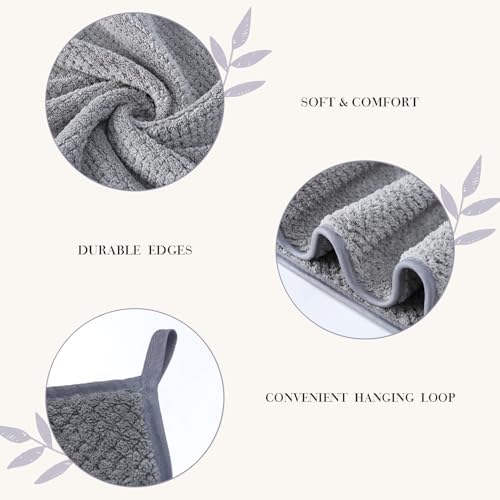 35X70 Inches Extra Large Bath Towels Sets of 4-Piece Bathroom Towel Set(1 Bath Towel, 1 Hair Towel, 1 Hand Towel, 1 Washcloth) Microfiber Shower Towels for Women Daily Use (Khaki, 4 Piece)