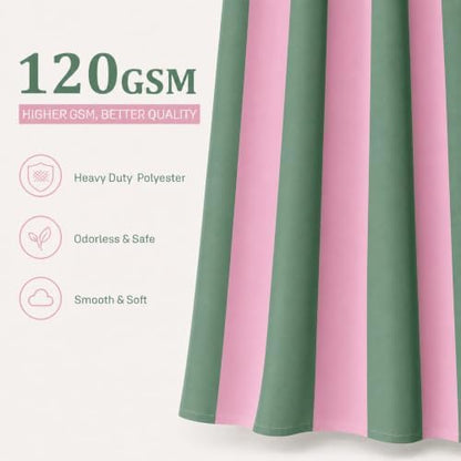 Ohocut Vertical Striped Shower Curtain, Cute Retro Vintage Pink Green Stripe Bathroom Shower Curtain, Waterproof Polyester Fabric Modern Bath Curtain for Bathroom 72x72 Inches
