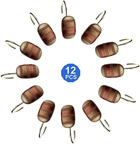 Zahari Home Contempo Shower Hooks Set - Rust-Proof Curtain Rings with Unique Design - 12 Resin Hooks for Customizing Your Shower Space