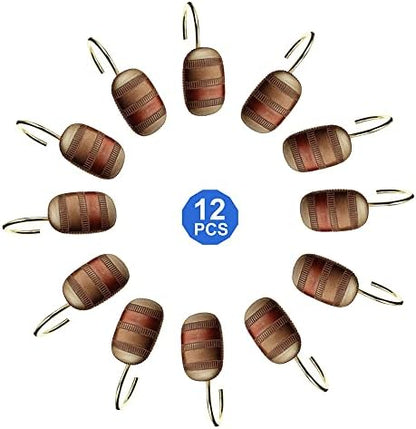 Zahari Home Contempo Shower Hooks Set - Rust-Proof Curtain Rings with Unique Design - 12 Resin Hooks for Customizing Your Shower Space