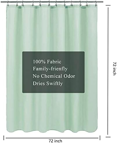LLSCL Apple Green Fabric Shower Curtain Liner with Magnets, Waterproof Hotel Quality, 72 x 72 Machine Washable