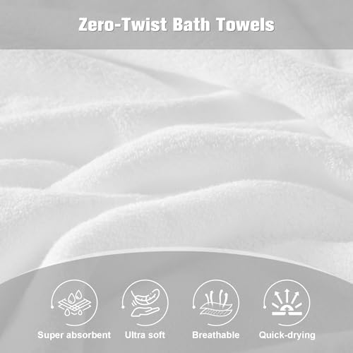 COZYART Luxury Bath Towel Set 6 Pcs White 100% Turkish Cotton 650 GSM