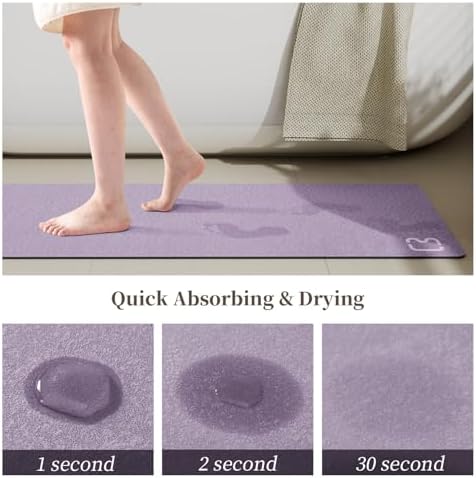 Bathroom Rugs and Mats Set 2 Piece Diatomaceous Earth Bath Mat,Lavender