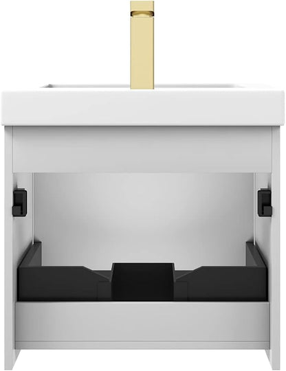 Blossom 20 Inch Bathroom Vanity with Sink | All Wood Wall Mounted Floating Bathroom Vanity Cabinet | Soft-Close Drawer | Modern Minimalist Style Vanities (20" w/Acrylic Sink, Light Grey)