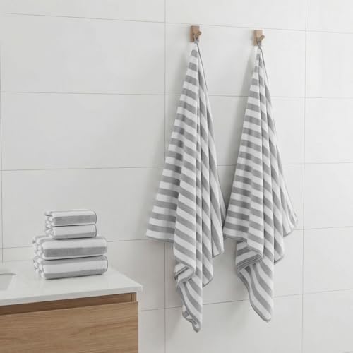 REDKISS Ultra Soft Bath Towel Sets 6-Piece 35"x70" | 100% Microfiber, Highly Absorbent & Quick Dry | Grey Towels for Bathroom, Spa, Gym | 2 Bath, 2 Hand, 2 Washcloths