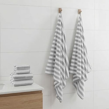 REDKISS Ultra Soft Bath Towel Sets 6-Piece 35"x70" | 100% Microfiber, Highly Absorbent & Quick Dry | Grey Towels for Bathroom, Spa, Gym | 2 Bath, 2 Hand, 2 Washcloths