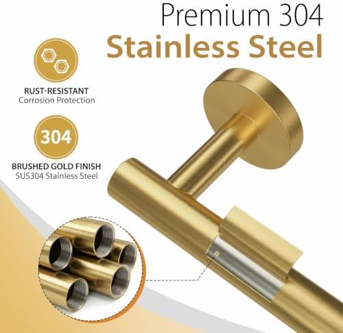 24 Inch Gold Towel Bar for Bathroom Wall Mounted,SUS304 Stainless Steel