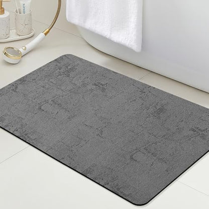 ACCUMTEK Non Slip Bath Mat, Thin Bathroom Rugs Fit Under Door, Quick Dry Bath Mats, Machine Washable Bath Rugs for Bathroom, Bathtub & Kitchen, Dark Gray/Checkered/32 x20