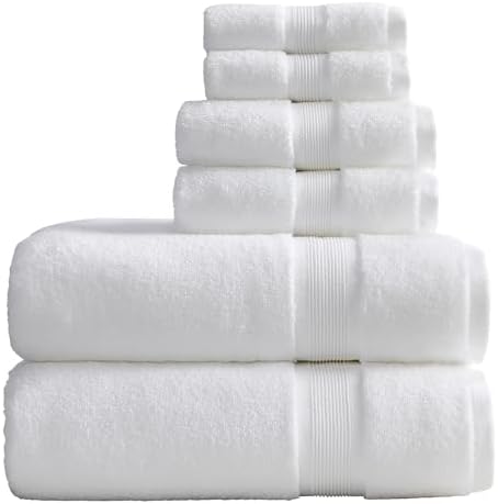 Springtree Home Luxury Bamboo Rayon Bath Towel Set | 6-Piece Set | White