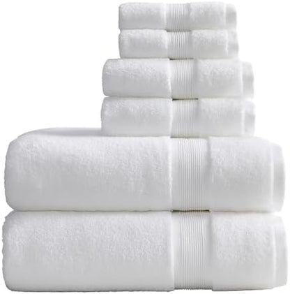 Springtree Home Luxury Bamboo Rayon Bath Towel Set | 6-Piece Set | White