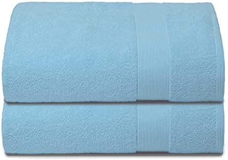 Belizzi Home Premium Cotton Oversized 2 Pack Bath Sheet 35x70-100% Pure Cotton - Ideal for Everyday use - Ultra Soft & Highly Absorbent - Machine Washable - Sky Blue
