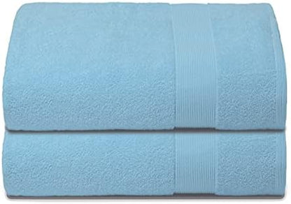 Belizzi Home Premium Cotton Oversized 2 Pack Bath Sheet 35x70-100% Pure Cotton - Ideal for Everyday use - Ultra Soft & Highly Absorbent - Machine Washable - Sky Blue