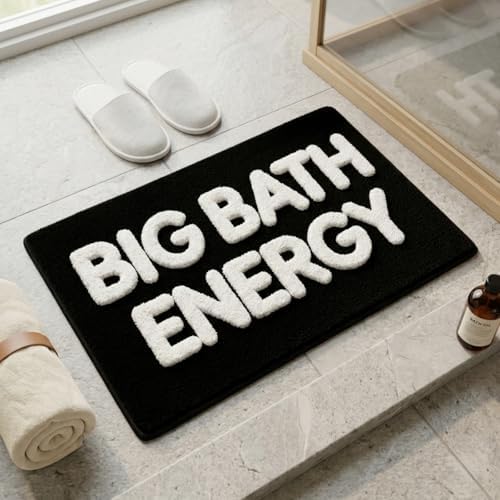 Big Bath Energy Bath Mat, Funny Black Tufted Bathroom Rug 30''x20''