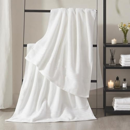 COZYART Luxury Bath Towel Set 6 Pcs White 100% Turkish Cotton 650 GSM