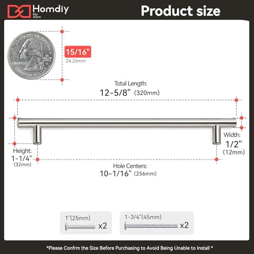 homdiy 30Pack 7-1/2in Hole Centers Zinc Alloy Kitchen Cabinet Handle - HD201SN Drawer Pulls Mordern Cabinet Handles for Bathroom Wardrobe Cabinet Hardware
